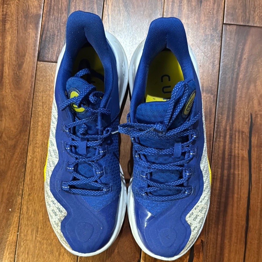 Under Armor Steph Curry Blue and Yellow Athletic Sneakers